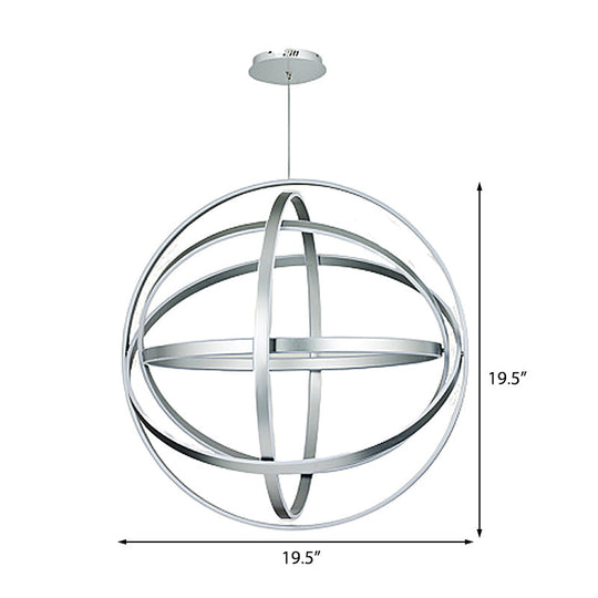 Modern 19.5 Acrylic Globe Chandelier Pendant - White Ceiling Light Fixture