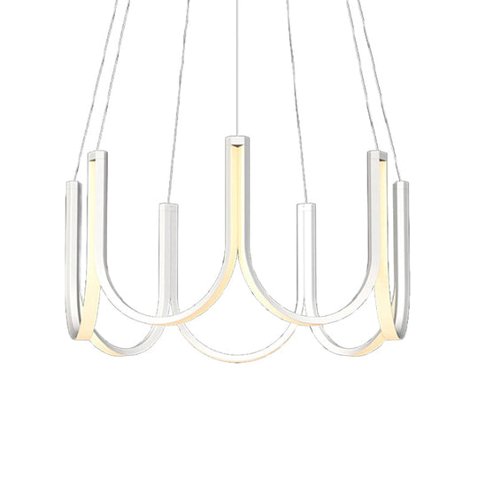 Contemporary U-Shaped Led Chandelier Light: Black/White/Gold Acrylic Ceiling Pendant (White/Warm