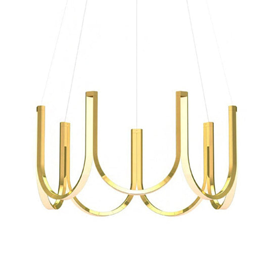 Contemporary U-Shaped Led Chandelier Light: Black/White/Gold Acrylic Ceiling Pendant (White/Warm