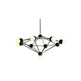Geometric Metal Arm Chandelier 6/8/10-Light Living Room Hanging Light In Black/Gold