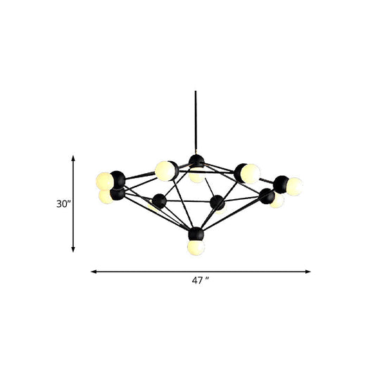 Geometric Metal Arm Chandelier 6/8/10-Light Living Room Hanging Light In Black/Gold