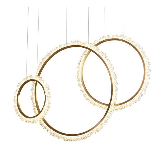 Crystal Golden Led Ring Chandelier Pendant Light - 16’/23.5’/31.5’ Diameter