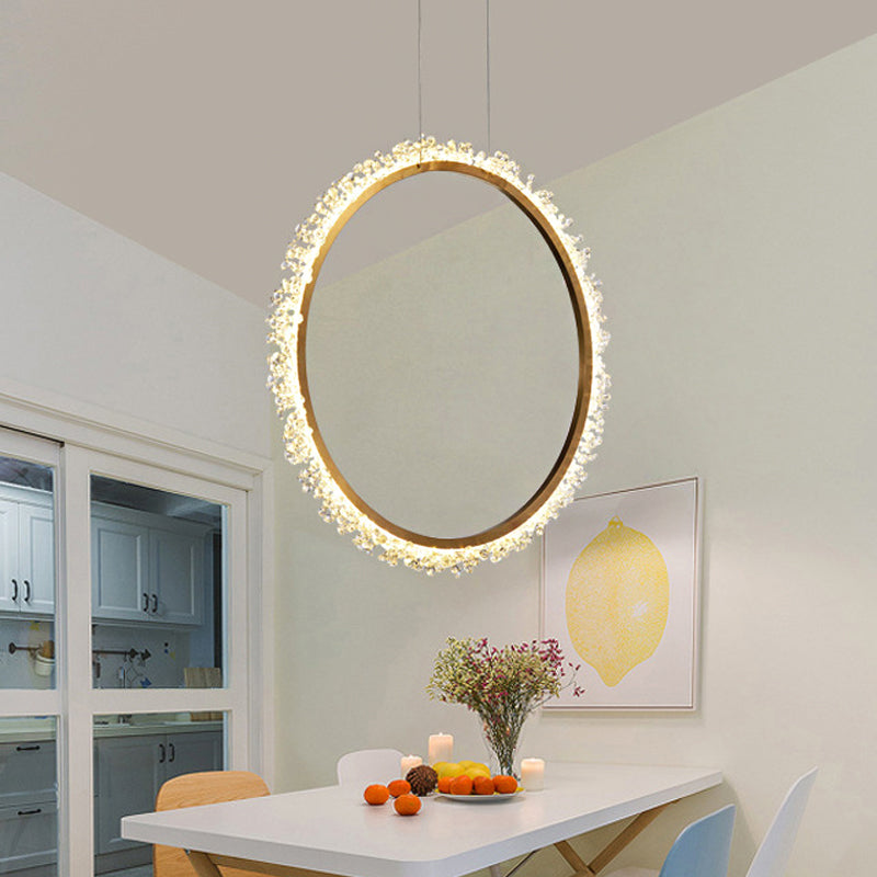 Crystal Golden Led Ring Chandelier Pendant Light - 16’/23.5’/31.5’ Diameter