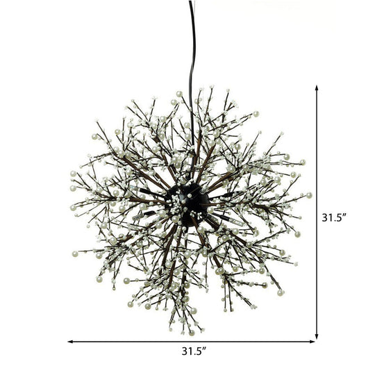 Modern Led Chandelier Lamp: Black Metal Ceiling Pendant Light 23.5’/31.5’ Wide Dendritic Design