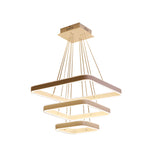 Modern Led Ceiling Chandelier - White Square Hanging Light Fixture Warm/White/Natural 3-Tier Design