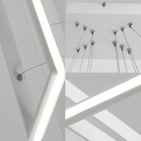 Modern Acrylic Rectangular Chandelier: Tiered Design 3-Light Black/White Led White/Warm Light