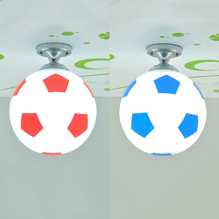 Soccer Shape Boys Bedroom Ceiling Light Fixture - Acrylic Sport Style Mount