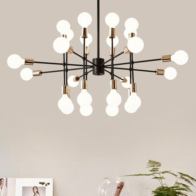 Modern Starburst Milk White Glass Chandelier With 12/15/18 Lights For Bedroom Black Pendant Lighting