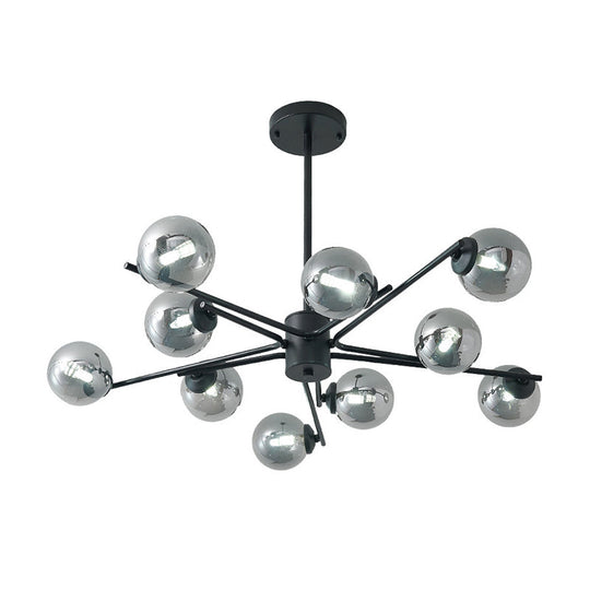 41.5 Wide Black Sputnik Chandelier - Modern Silver Glass Pendant Light
