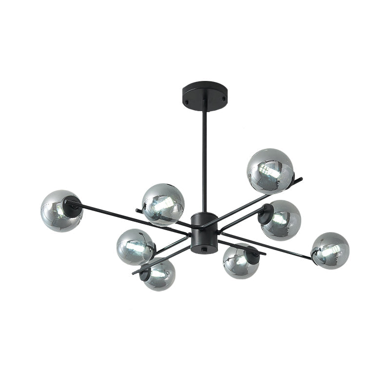 41.5 Wide Black Sputnik Chandelier - Modern Silver Glass Pendant Light