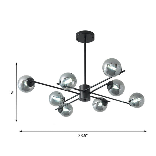 41.5 Wide Black Sputnik Chandelier - Modern Silver Glass Pendant Light