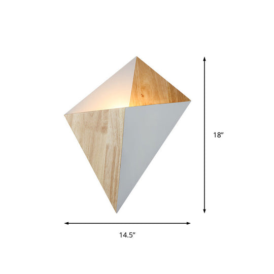 Nordic 1-Light Splicing Pyramid Wall Sconce With Adjustable Rubber Wood Shade In Black/Red/White