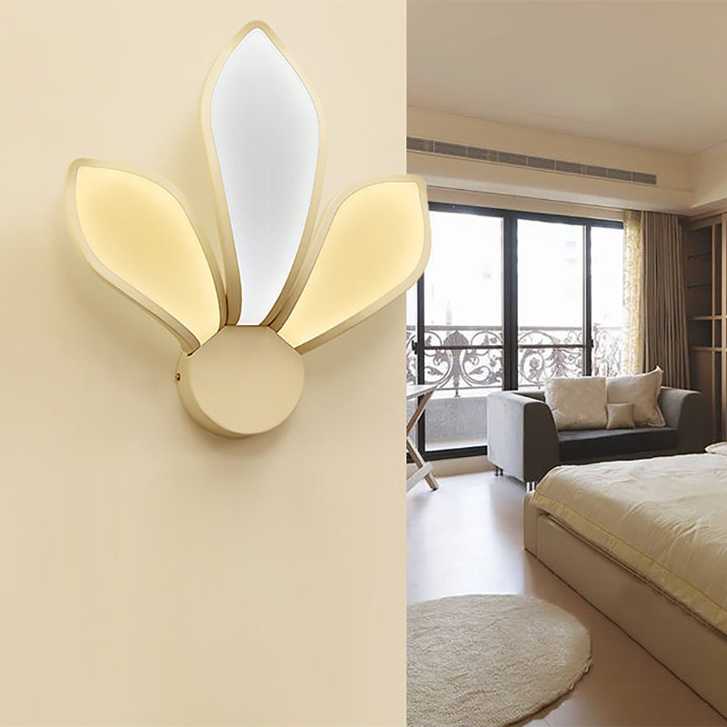 Simple Acrylic Led Petal Wall Sconce With 3 Lights For Bedroom Lighting In Neutral/White/Warm Light