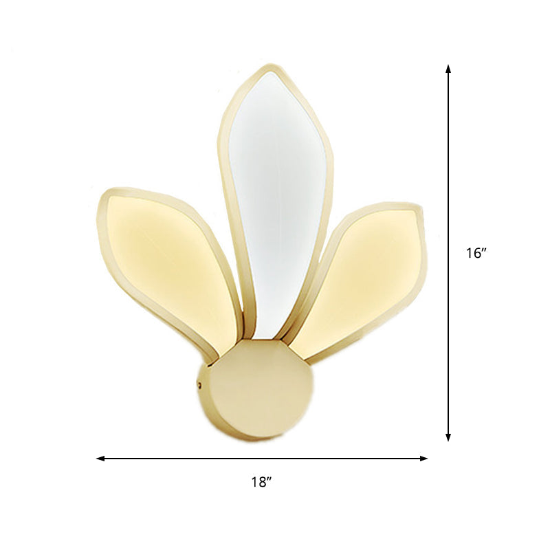 Simple Acrylic Led Petal Wall Sconce With 3 Lights For Bedroom Lighting In Neutral/White/Warm Light