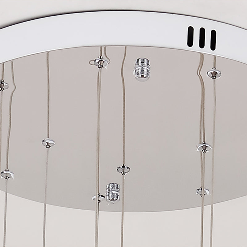 Hollowed Ball Silver Ceiling Lamp With 10 Metallic Bulbs - Artistic Staircase Suspension Light