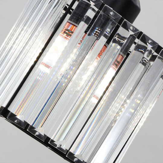 Modern Black Crystal Spiral Cube Pendant Light - 6 Bulbs Multi Light Hanging Fixture Black