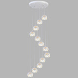 Metallic Geometric Cage Ceiling Light Fixture For Staircase Suspension 12 / White A