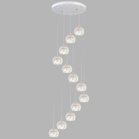 Metallic Geometric Cage Ceiling Light Fixture For Staircase Suspension 12 / White A