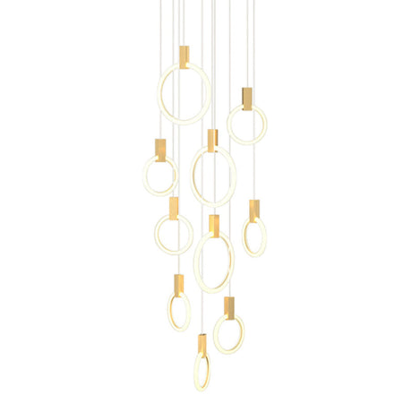 Gold Ring Acrylic Led Pendant Light For Modern Staircase