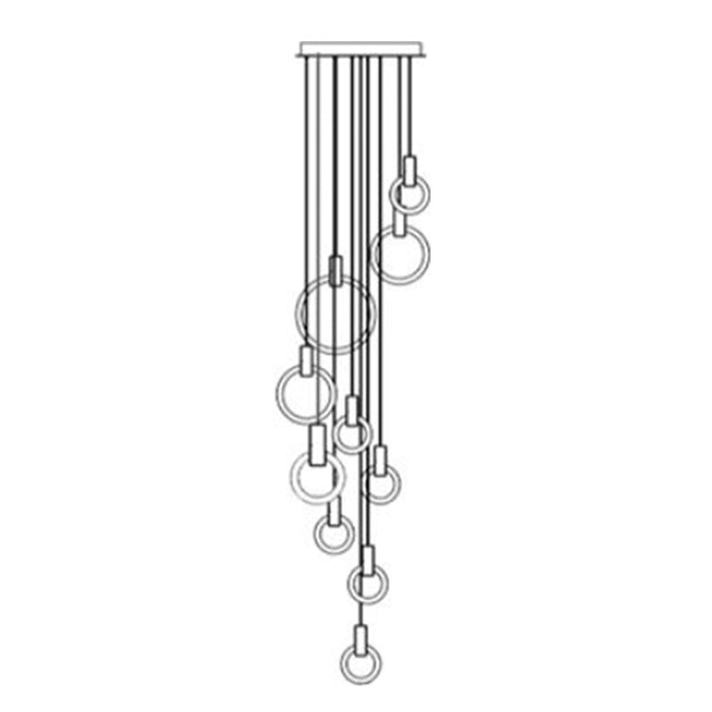 Gold Ring Acrylic Led Pendant Light For Modern Staircase