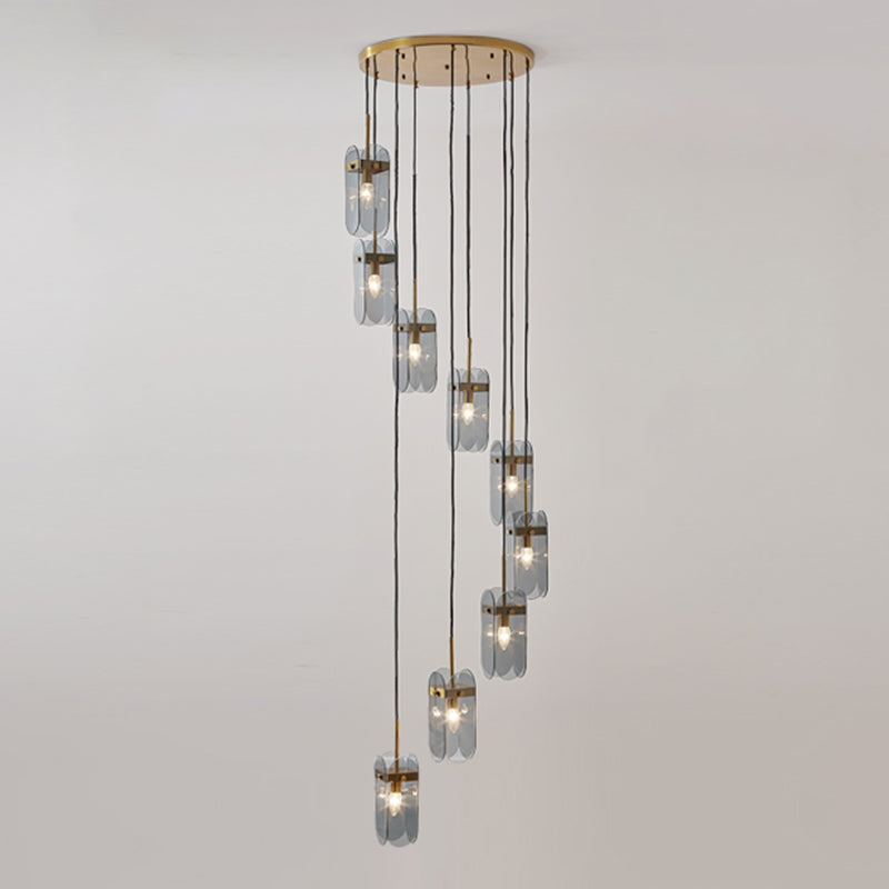 Modern Oval Panel Pendant Light Fixture For Glass Staircase