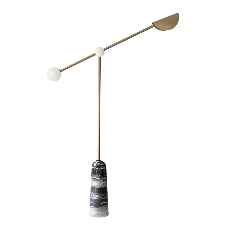 Nordic Style Bell Floor Lamp: Marble Led Standing Lighting With Elongated Brass Arm For Living Room