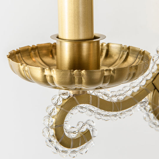 Vintage Wall Mount Candelabra Light Fixture With Crystal Beaded Arm - Metallic