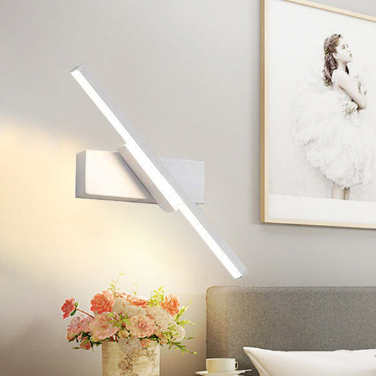 Rotatable Acrylic Linear Led Sconce Light - Simplicity Black/White Wall Lighting Fixture (White/Warm