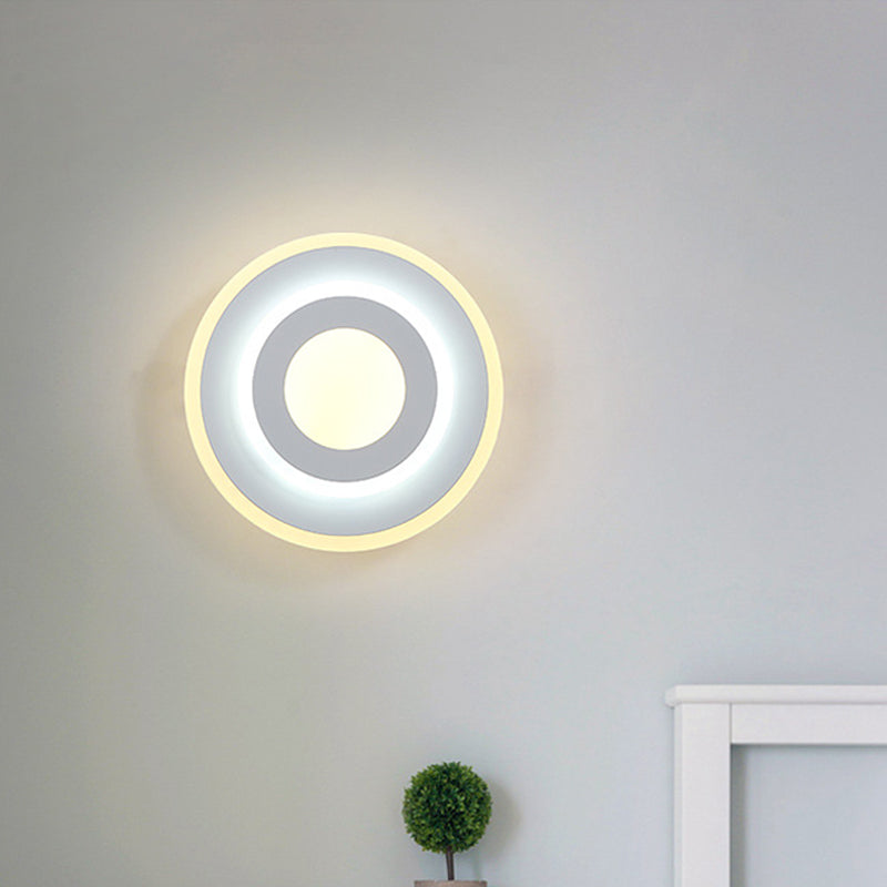 Minimal Acrylic Led Wall Sconce Light - Round/Square Energy-Saving White/Warm Lighting