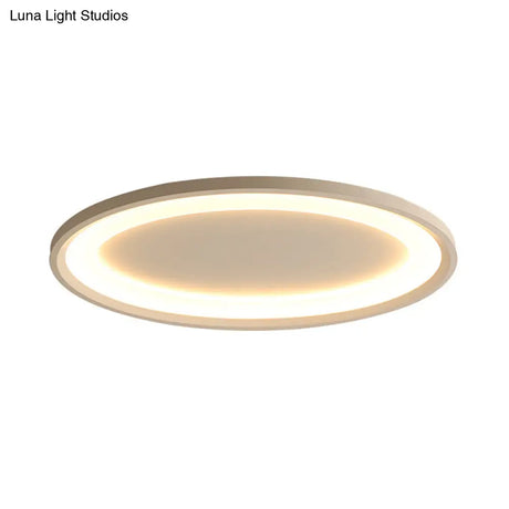 22’/26’ Nordic Slim Flush Mount Ceiling Lamp - Matte White Oval Warm/White Light Stepless