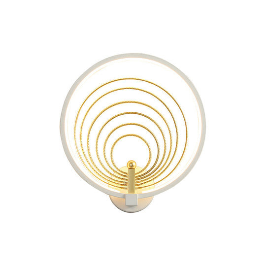 Modern Led Bedroom Sconce Light - Black/White Bedside Wall Fixture With Halo-Ring Shade