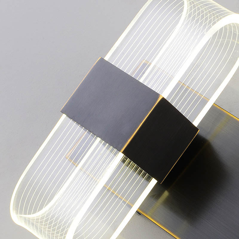 Mini Oblong Sconce Light - Simple Acrylic 1/2-Light Led Wall Mount In Black