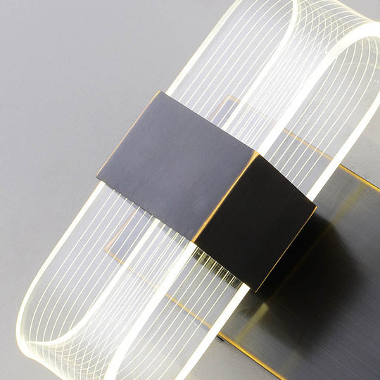 Mini Oblong Sconce Light - Simple Acrylic 1/2-Light Led Wall Mount In Black