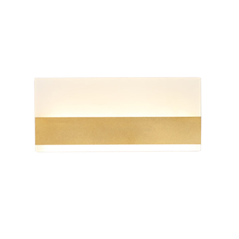 Golden Led Wall Sconce: Simplicity Cuboid Design Acrylic White/Warm Light