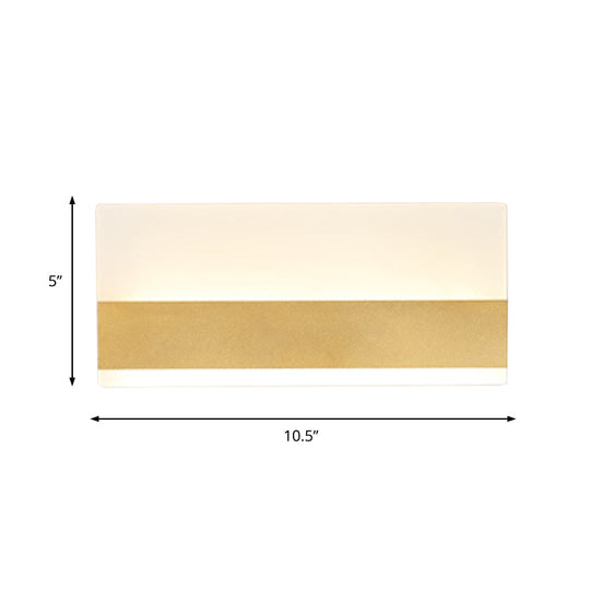 Golden Led Wall Sconce: Simplicity Cuboid Design Acrylic White/Warm Light
