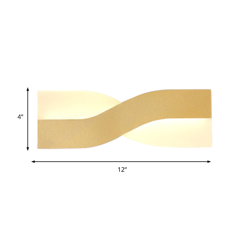 Modern Twisted Sconce Led Wall Mounted Light Fixture In Gold - Warm White