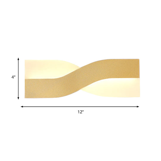 Modern Twisted Sconce Led Wall Mounted Light Fixture In Gold - Warm White