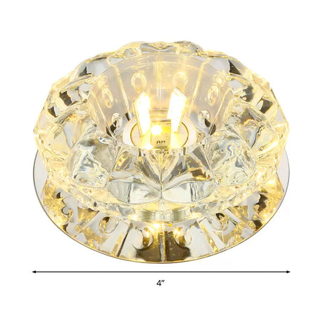 Modern Chrome Led Crystal Flush Light Fixture For Hallways - Petal Design