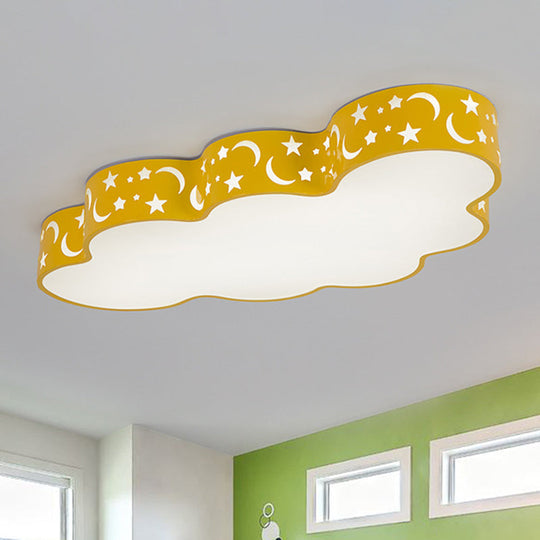 Simplicity Cloud Led Acrylic Ceiling Light For Childs Room - Flush Mount Orange / White