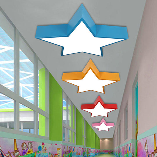 Minimalist Metallic Star Led Flush Ceiling Light For Nursery With Acrylic Shade