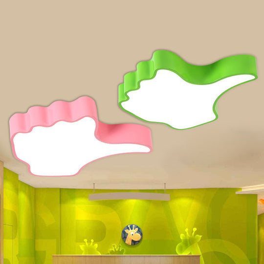 Kids Led Flush Mount Ceiling Light - Fun Thumb - Up Shade Design For Nursery