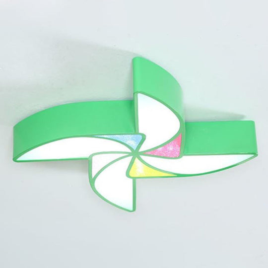 Simplicity Acrylic Pinwheel Led Nursery Ceiling Flush Mount Light Green / 18 White