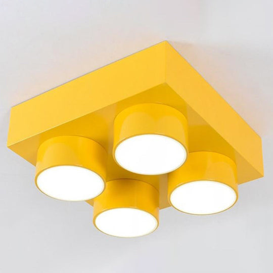 Led Flush Mount Metallic Childrens Ceiling Light For Toy Brick Kindergarten Yellow / 15.5
