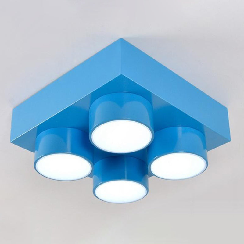 Led Flush Mount Metallic Children’s Ceiling Light For Toy Brick Kindergarten Blue / 15.5’