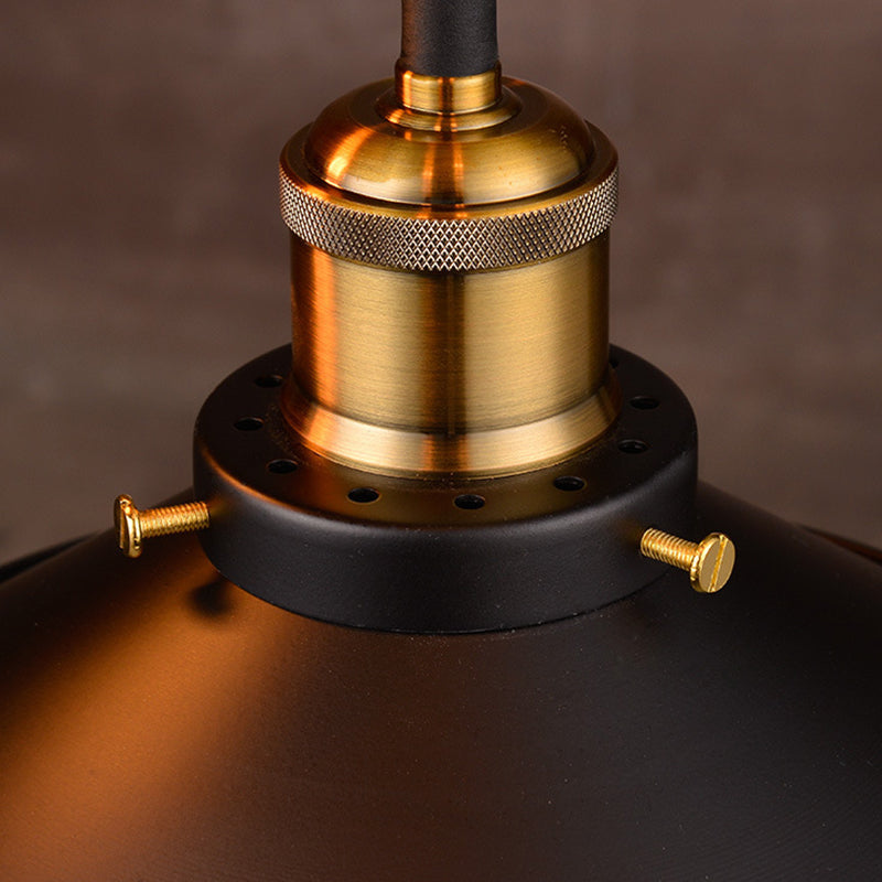 Modern Black Flared Shade Hanging Light With Metallic Finish - Restaurant Pendant Fixture (1 Bulb)