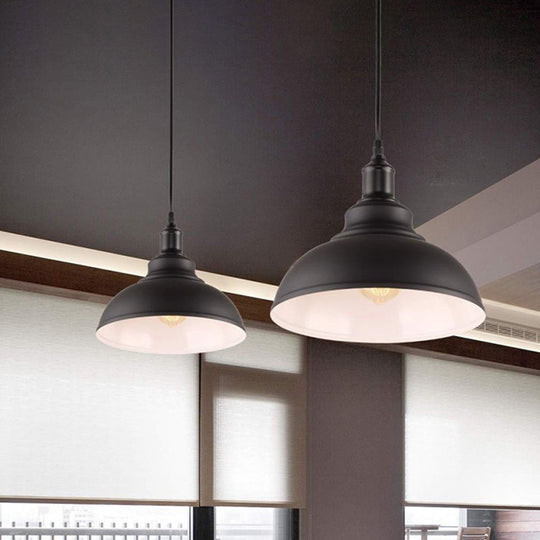 Black & White Pot Lid Ceiling Light - Industrial Metallic Pendant For Restaurants