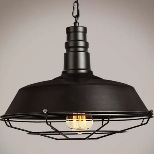 Simplicity 1-Bulb Metallic Hanging Pendant Light For Restaurants With Pot Cover Design Black / 10