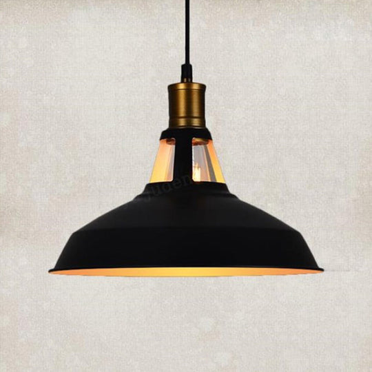 Retro Style Iron Pendant Ceiling Light - 1 Head Suspension Lighting For Bars Black Outer & White