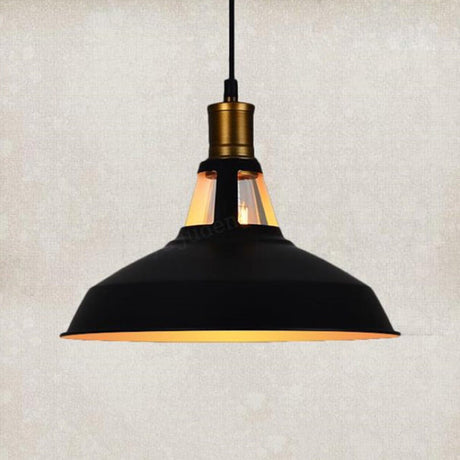 Retro Style Pot Cover Pendant Ceiling Light - Vintage Iron Suspension Lighting For Bars Black Outer
