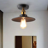 Sleek Black Single Dining Room Ceiling Light - Umbrella Semi Flush Mount / 10 Cone